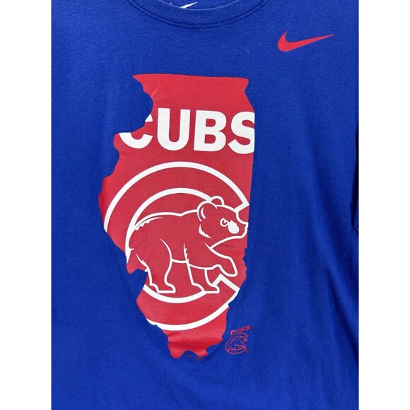 Nike Chicago Cubs MLB Illinois Tee T-shirt L Blue Athletic Cut Baseball - Picture 5 of 6